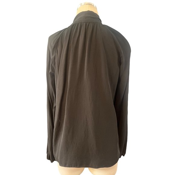 Theory Classic Scarf Top in Black Medium Womens Long Sleeve Blouse - Picture 9 of 14